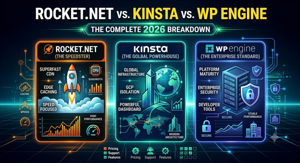 Rocket.net vs. Kinsta vs. WPengine